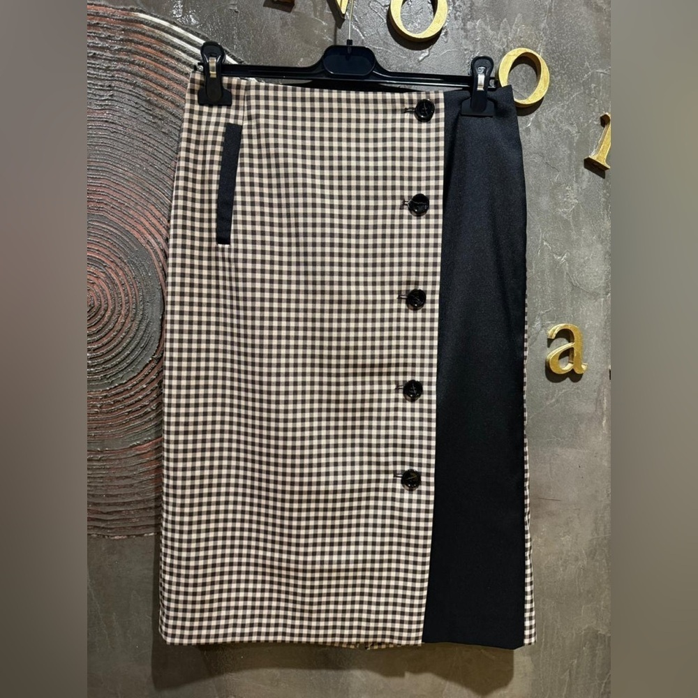 Baum und pferdgarten Black and tan Checkered Pencil Skirt size 8